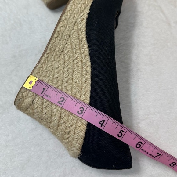 J. Crew Black Seville Espadrille Canvas Jude Wedges Size 9 - Picture 13 of 15